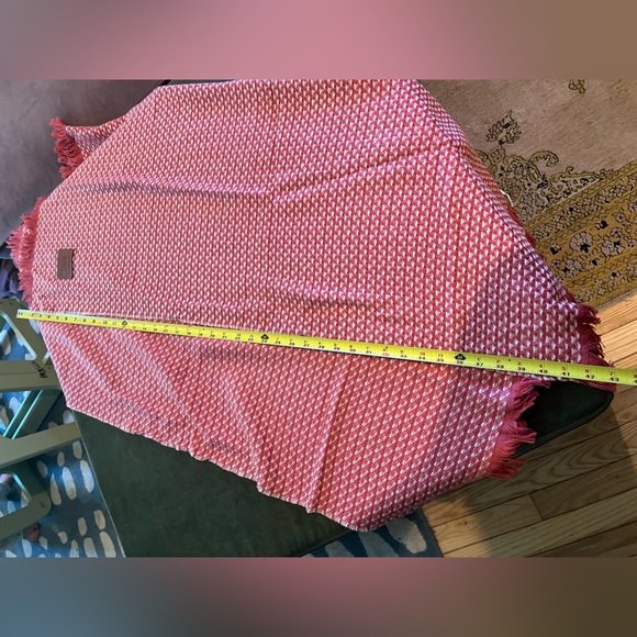 Coach Multicolored Textured Blanket Scarf in True Pink 100% Wool - Picture 4 of 7